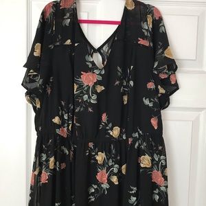 Black floral torrid dress (worn once)